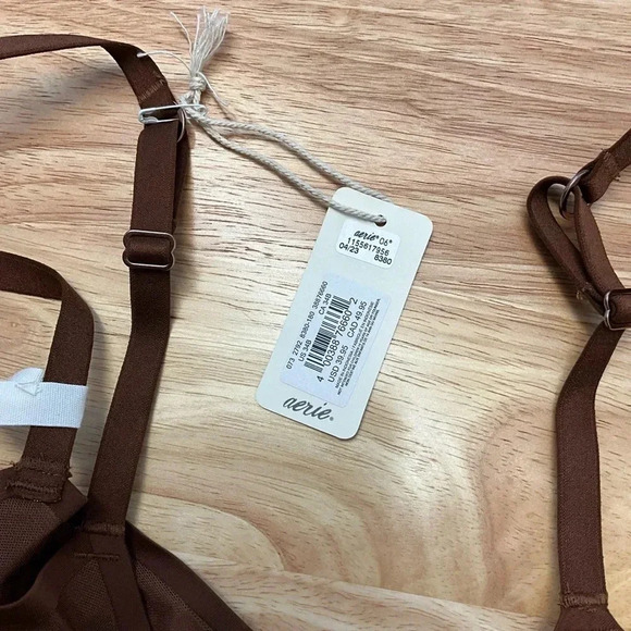 AERIE Real GoodSMOOTHEZ Mesh Unlined Balconette Bra Size 34B In Brown NWT - Picture 5 of 5